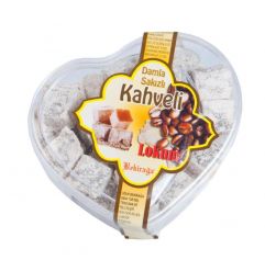 Damla Sakızlı Kahveli Lokum 150 gr Kalp Kutu